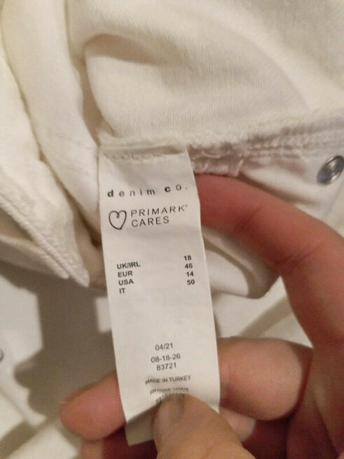 Jeansy Damskie Plus Size 46/48 Białe Szerokie Hit Primark