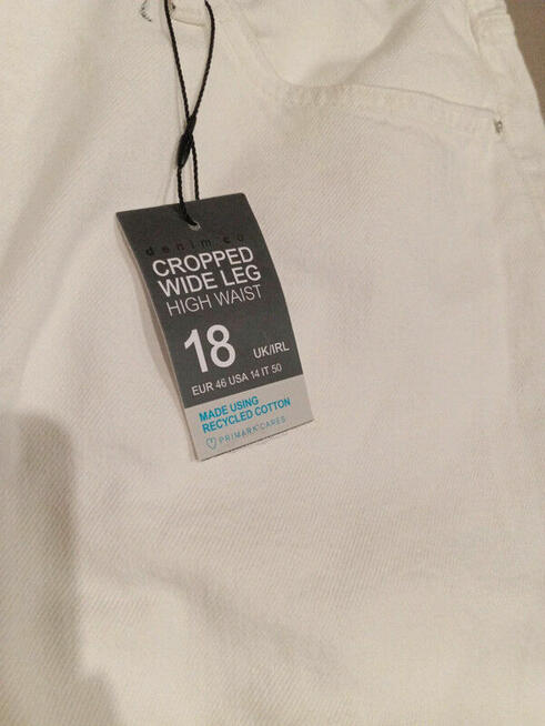 Jeansy Damskie Plus Size 46/48 Białe Szerokie Hit Primark