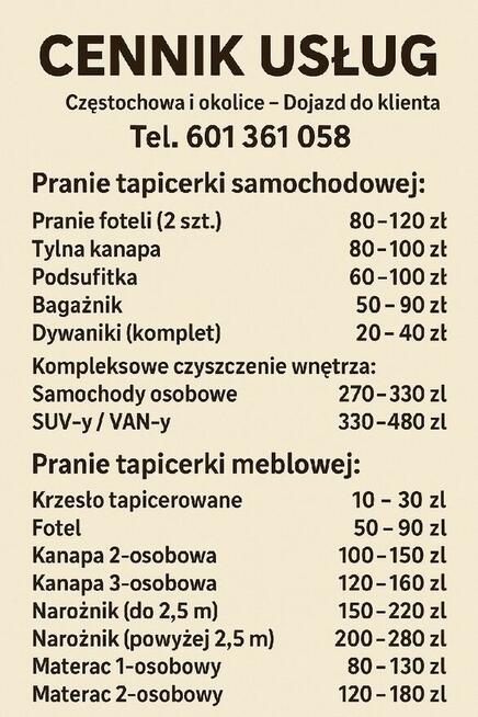 PRANIE EKSTRAKCYJNE TAPICERKI MEBLOWEJ i SAMOCHODOWEJ
