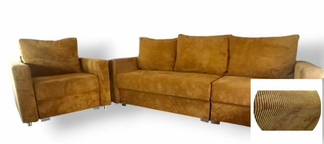 Zestaw mebli Fotel i Narożnik/Sofa rozkładana 2w1 pojemnik