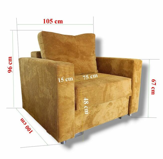 Zestaw mebli Fotel i Narożnik/Sofa rozkładana 2w1 pojemnik