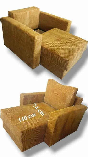 Fotel rozkładany pojemnik Sydney sztruks tkanina