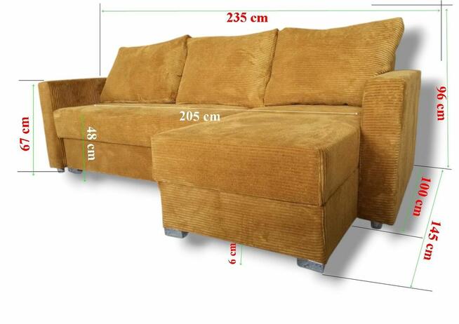 Sofa i Narożnik w jednym - rozkładane pojemnik