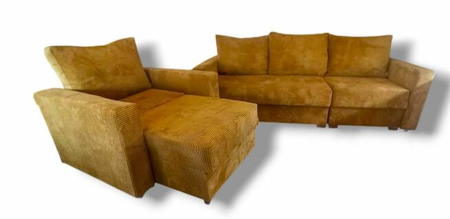 Zestaw mebli Fotel i Narożnik/Sofa rozkładana 2w1 pojemnik