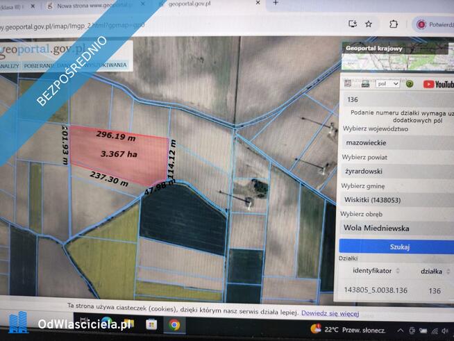 ziemia rolna wola miedniewska nr działki 136 ,3,31 ha