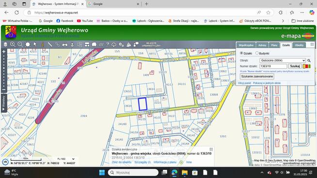 Sprzedam działkę w Gościcinie 1000m2 mieszkalno- usługowa