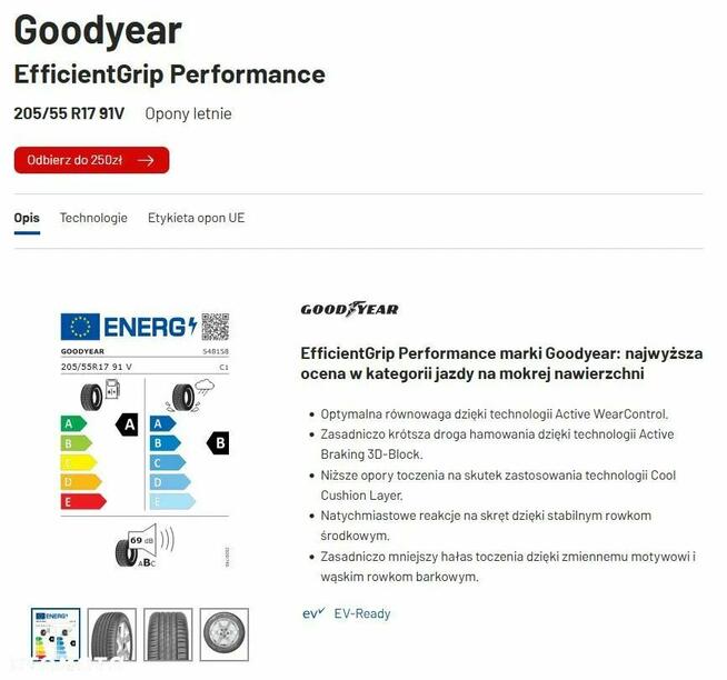 4 szt nowe Goodyear EfficientGrip Performance 205/55 R17 91V