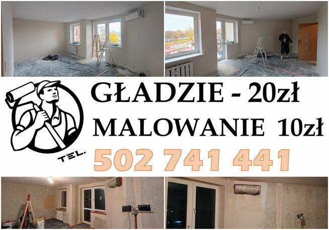 Malowanie Mieszkań 10zł, Gładź 20zł, Malarz, Szpachlarz