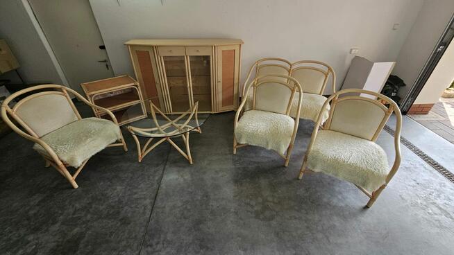 Meble Rattanowe zestaw Sofa, Stolik, Fotel, Komoda, Szafka