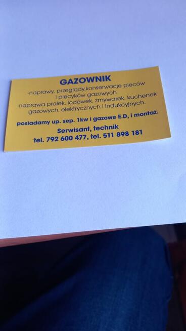 Gazownik naprawy konserwacje przeglądy pieców i piecyków .