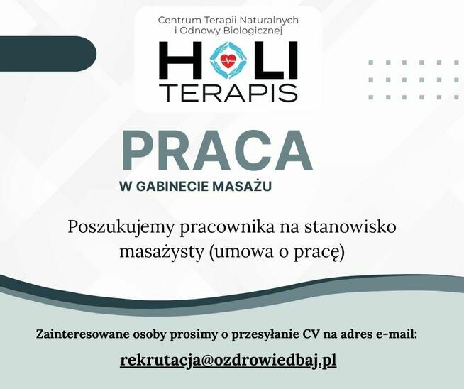 Poszukujemy masażysty na umowę o pracę
