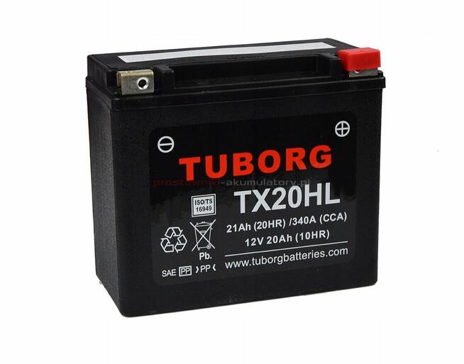 Wzmocniony akumulator YTX20l-bs Tuborg TX20HL 21Ah 340A Harl