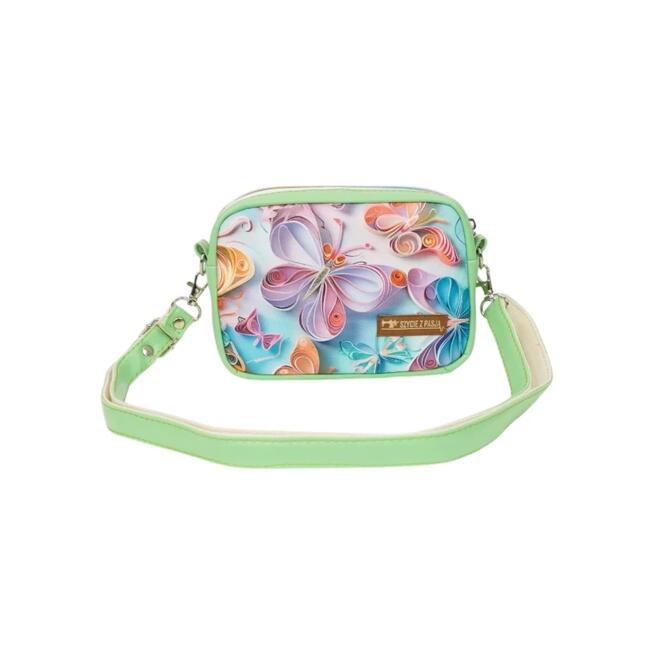 Mini Torebka Box z Ekoskóry z Kolorowymi Motylami w Pastelach