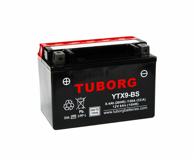 Akumulator motocyklowy TUBORG YTX9-BS 12V 8.4Ah 150A AGM L+