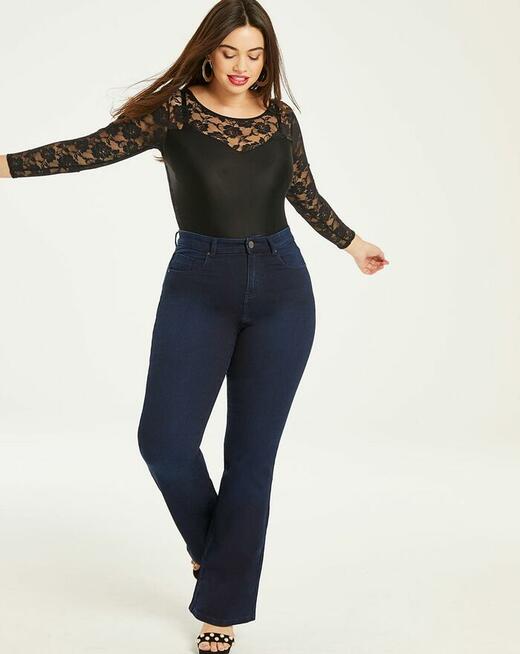 44 Spodnie Jeansy Simply Be Kim Indigo Bootcut pas 90 cm