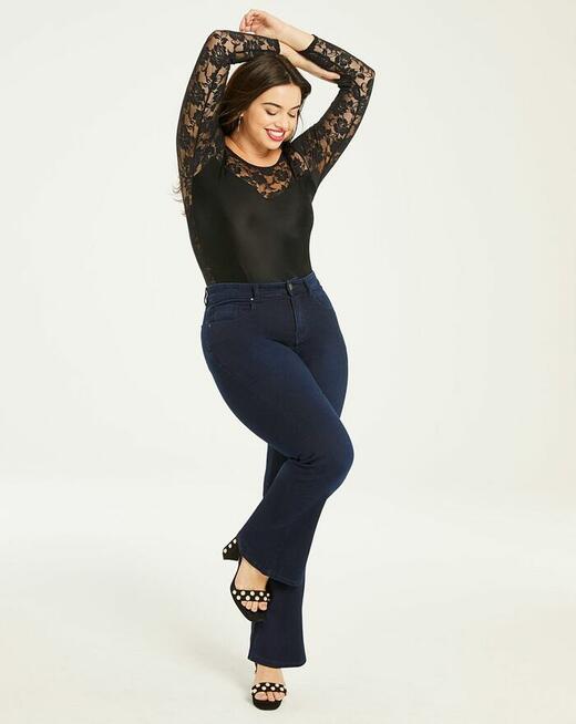 44 Spodnie Jeansy Simply Be Kim Indigo Bootcut pas 90 cm