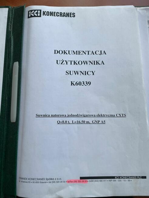 8 szt. suwnice natorowe 8 ton- 16,5 m.