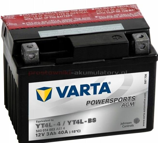 AKUMULATOR YT4L-BS VARTA AGM YTX4L 12V 3Ah 40A