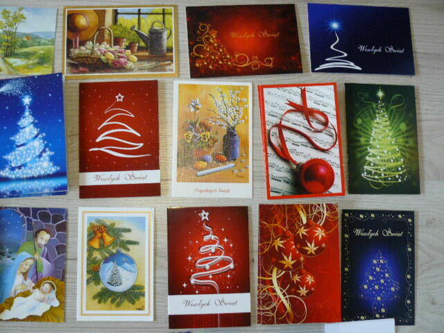 46 pocztowek+15 karteczek z zyczeniami