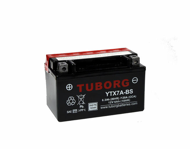 Akumulator motocyklowy Tuborg YTX7A-BS 6.3Ah 120A AGM
