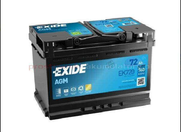Akumulator EXIDE EK720 AGM 12V 72Ah 760A P+ START STOP ROZMI