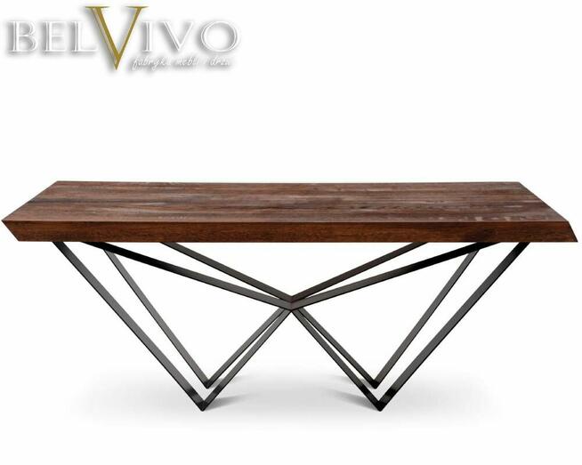 Stół dębowy na stelażu metalowym