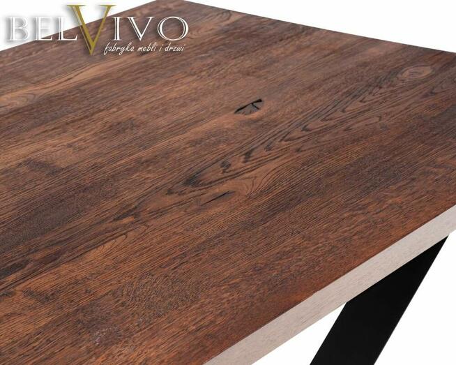 Stół dębowy na stelażu metalowym