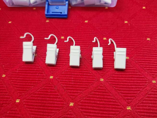 Żabki Białe Do Firan zasłon karnisza szyny metalowe Klipsy