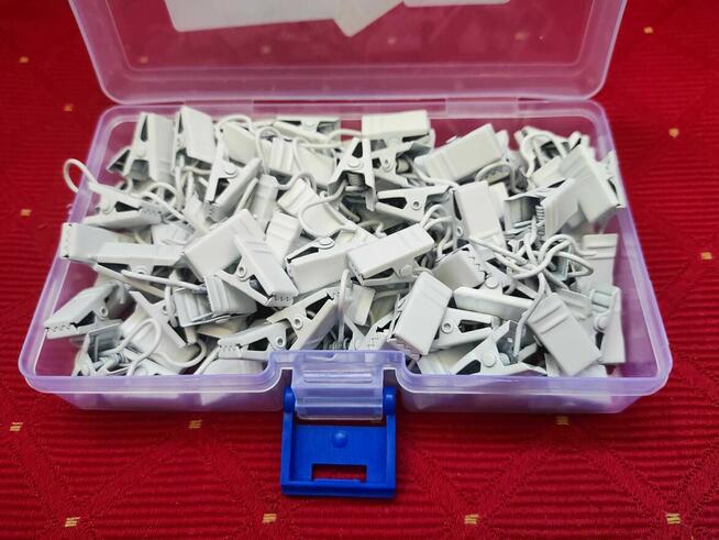 Żabki Białe Do Firan zasłon karnisza szyny metalowe Klipsy