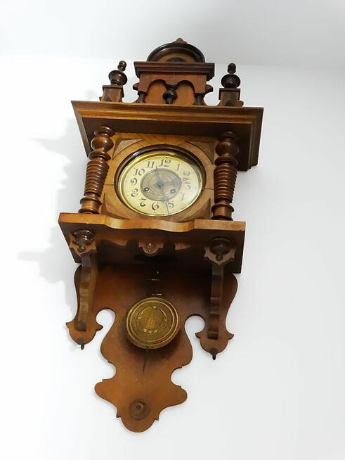 Stary Drewniany Ścienny Wiszący Zegar z gongiem tzw. Ślązak