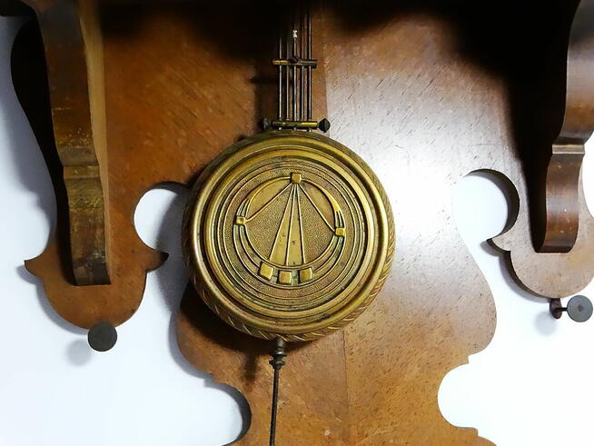 Stary Drewniany Ścienny Wiszący Zegar z gongiem tzw. Ślązak