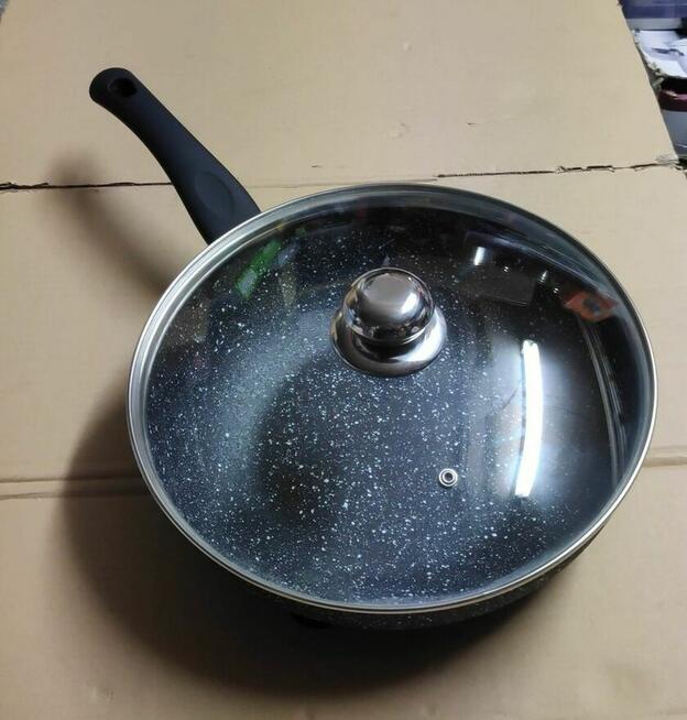 Nowy WOK 28x7,5 cm głęboka patelnia z pokrywą indukcja gaz