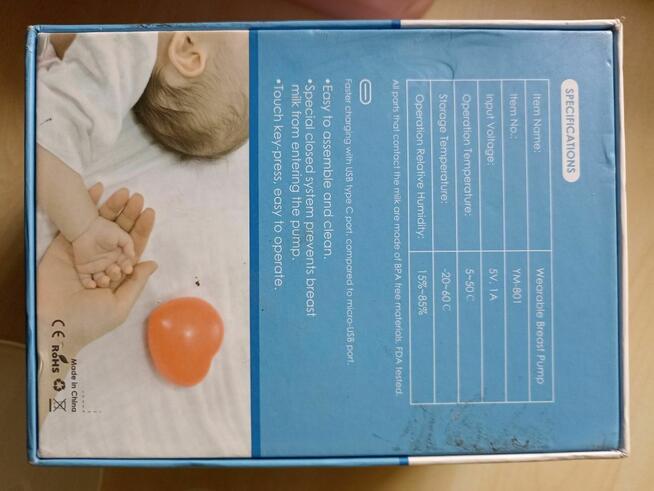 Laktator muszlowy bezprzewodowy mobilny YM-801