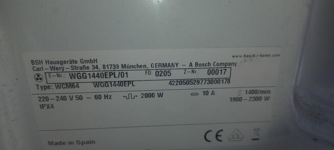 pralka Bosch serie 6 czesci