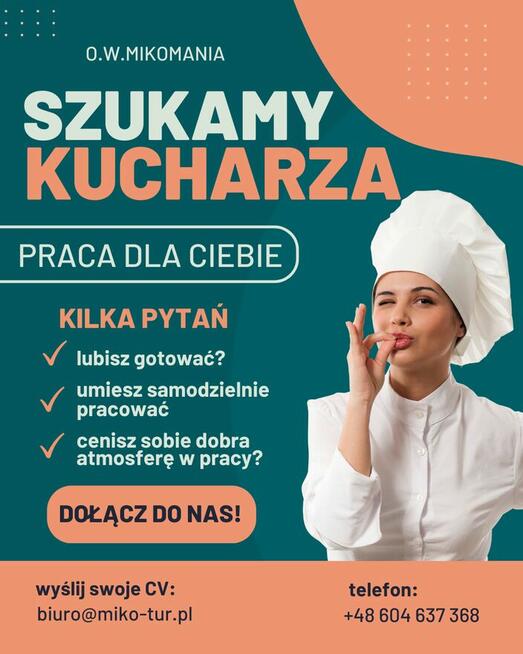 Zatrudnimy kucharza/kucharkę