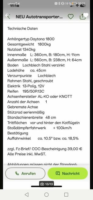 Przyczepka laweta Blyss 1800kg