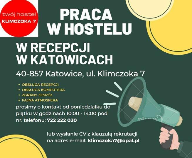 Poszukujemy osoby do pracy w recepcji w Katowicach