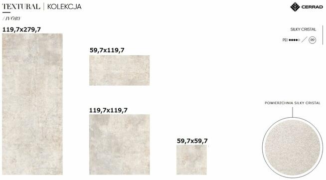 gres 60x60 60x120 120x120 120x280 textural silky cristal pół