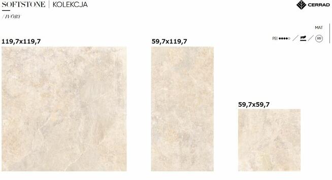 gres 60x60 60x120 120x120 softstone matowy gat.1 cerrad