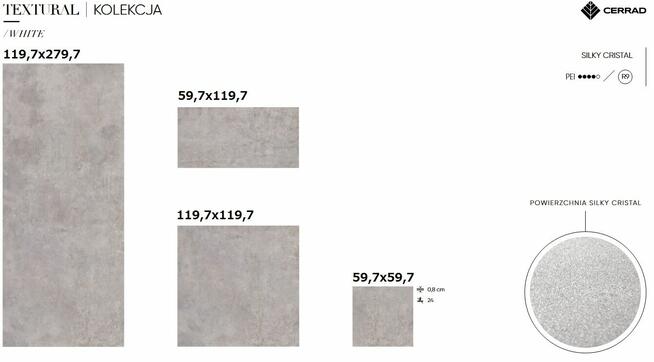 gres 60x60 60x120 120x120 120x280 textural silky cristal pół