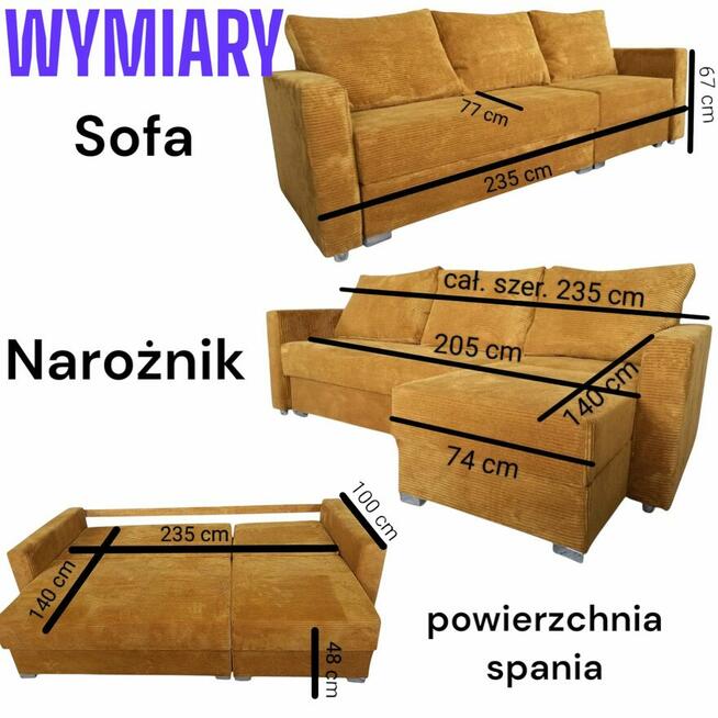 HIT 2w1 Narożnik w SOFiE Glamoru rozkładany do spania