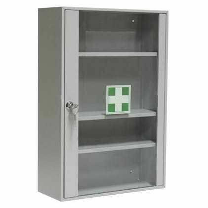 Metalowa apteczka ścienna AP3 – do firm, urzędów i instytucji