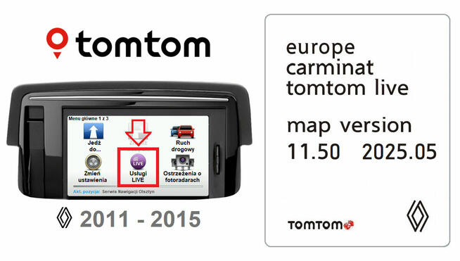 Mapa Renault 2025.05 Carminat LIVE 11.50 TomTom ONLINE email