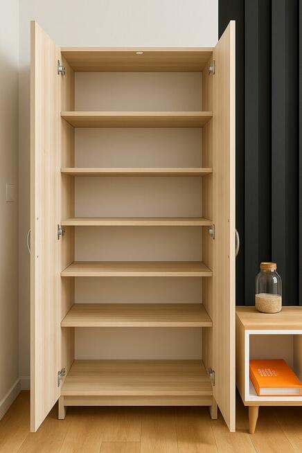 Szafa dwudrzwiowa zamykana, 5 półek, kolor buk zurych