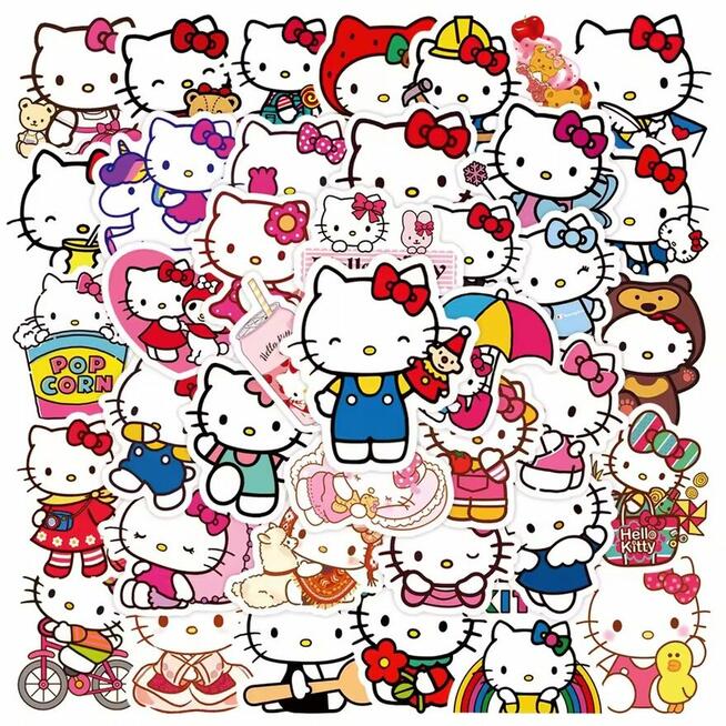 Naklejki modne sanrio hello kitty mocne wodoodporne XL 50 sz