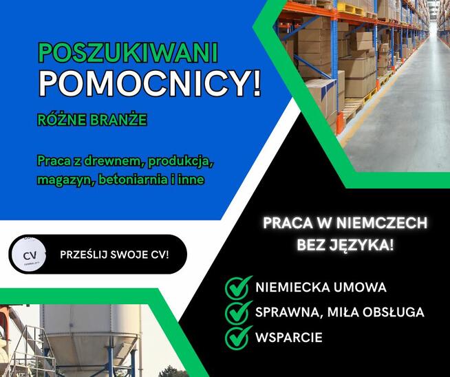Poszukiwani pomocnicy - NIEMCY, BEZ JĘZYKA!