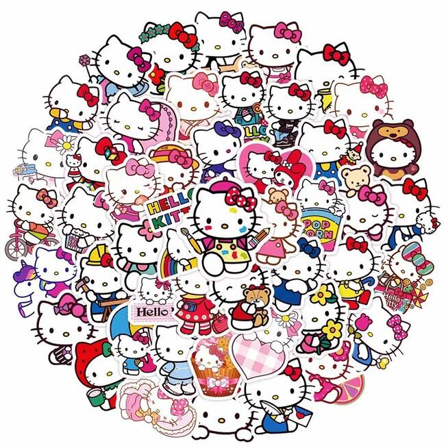 Naklejki modne sanrio hello kitty mocne wodoodporne XL 50 sz