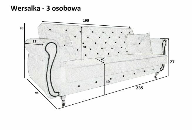 Zestaw Mebli 2 Fotele i Kanapa NOWe rozkładane różne kolory