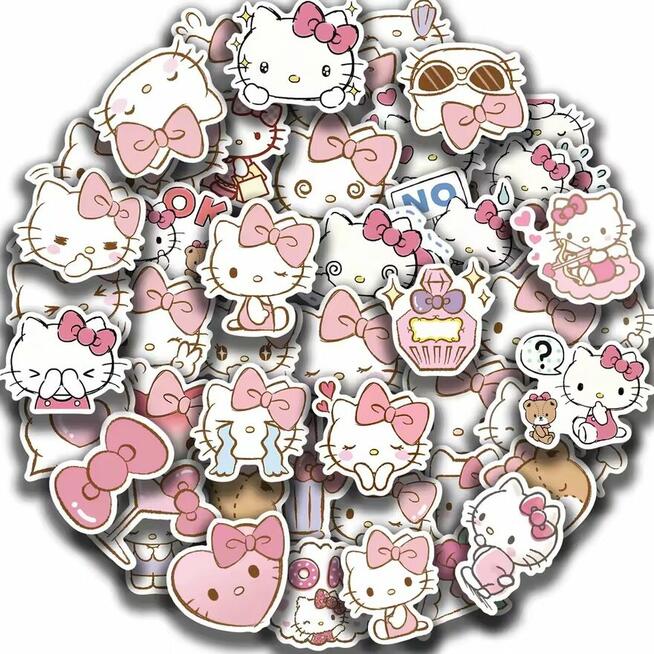Naklejki modne sanrio hello kitty mocne wodoodporne XL 50 sz