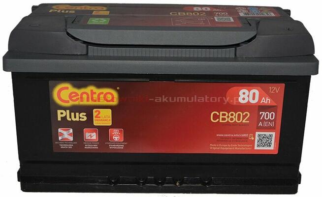 Akumulator Centra Plus 80Ah 700A CB802 P+